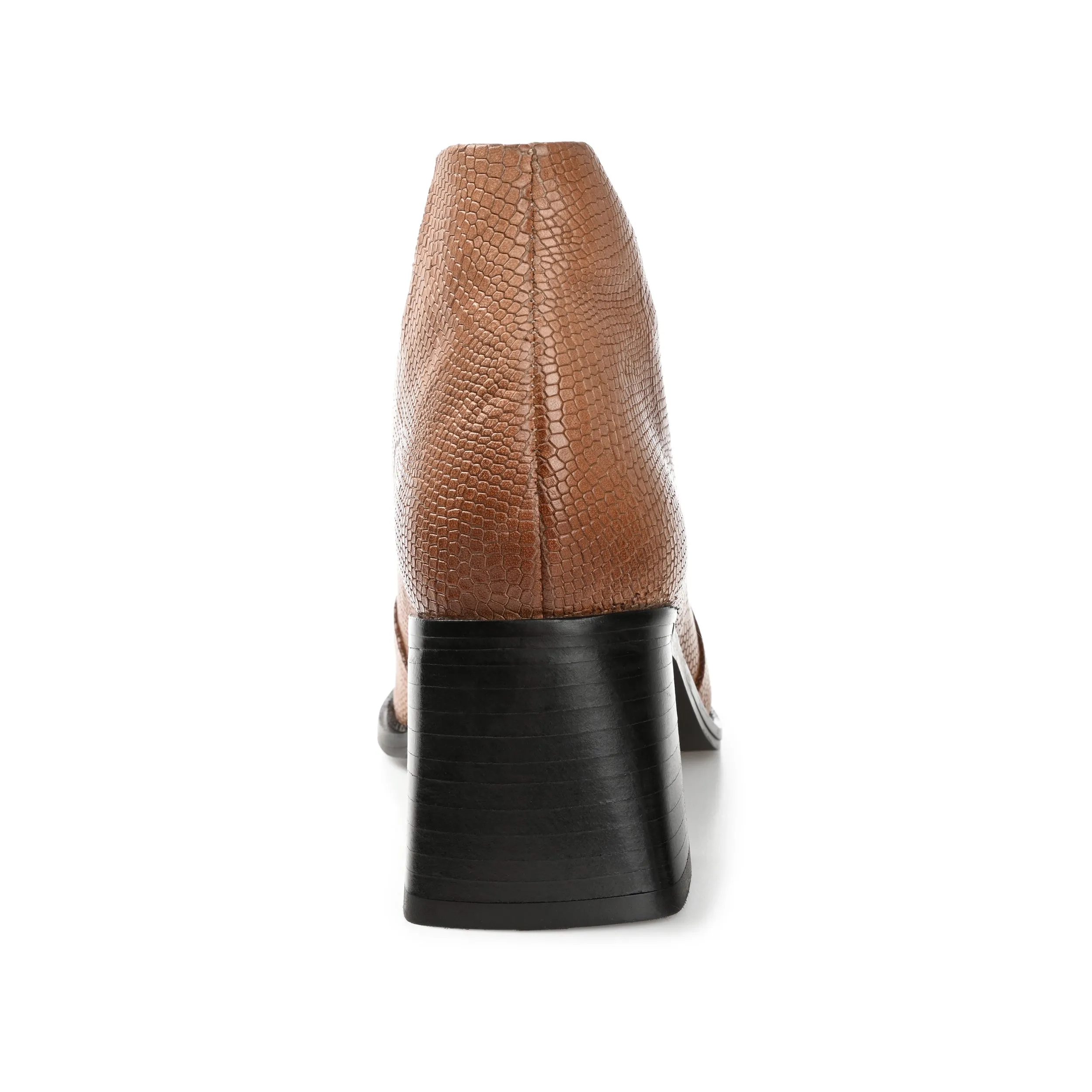 Journee Signature Womens Genuine Leather Stylla Square Toe Stacked Ankle Booties
