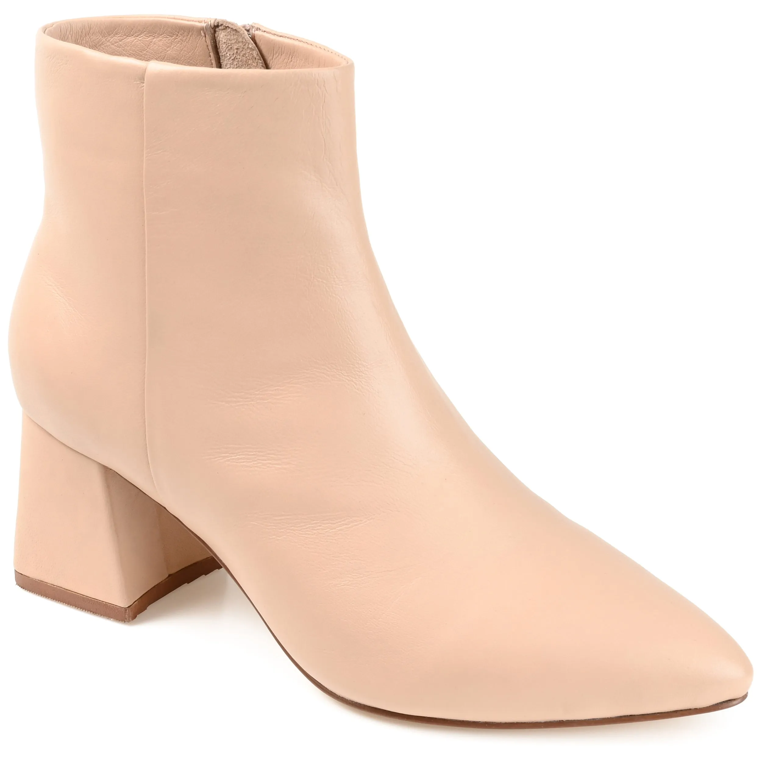 Journee Signature Womens Genuine Leather Tabbie Almond Toe Block Heel Ankle Booties