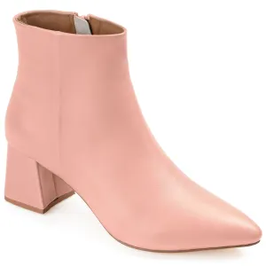 Journee Signature Womens Genuine Leather Tabbie Almond Toe Block Heel Ankle Booties