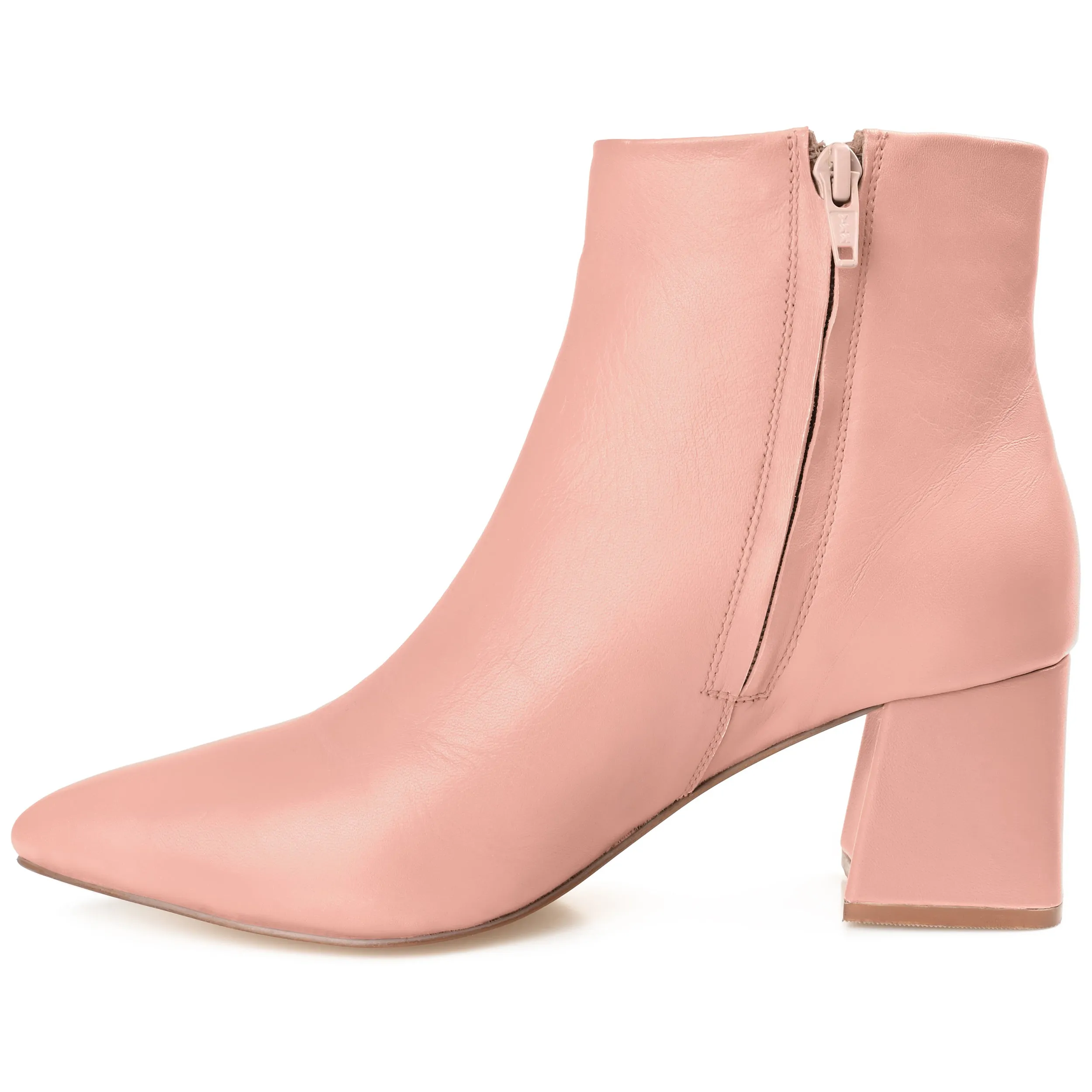 Journee Signature Womens Genuine Leather Tabbie Almond Toe Block Heel Ankle Booties