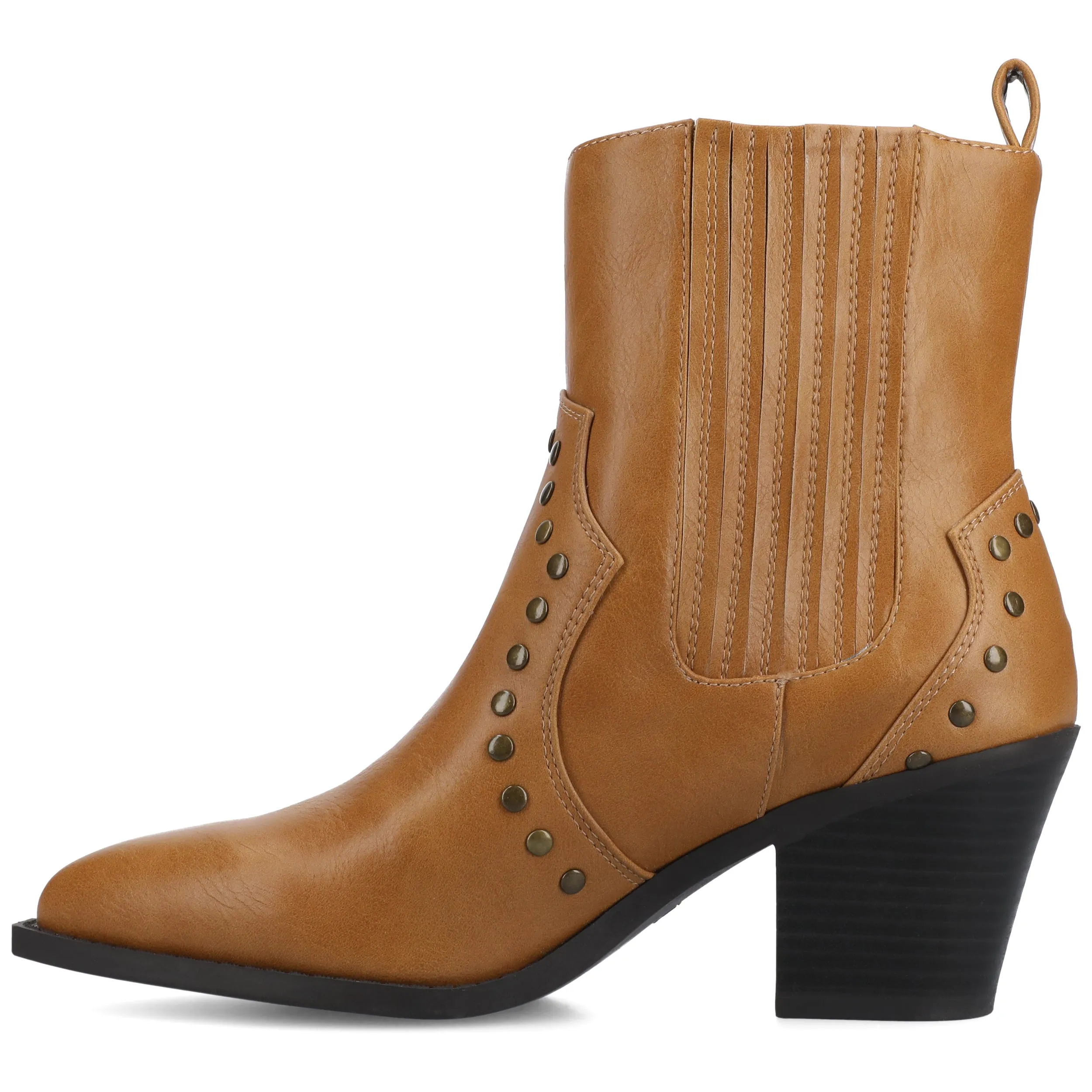 Journee Womens Braylee Studded Western Ankle Booties