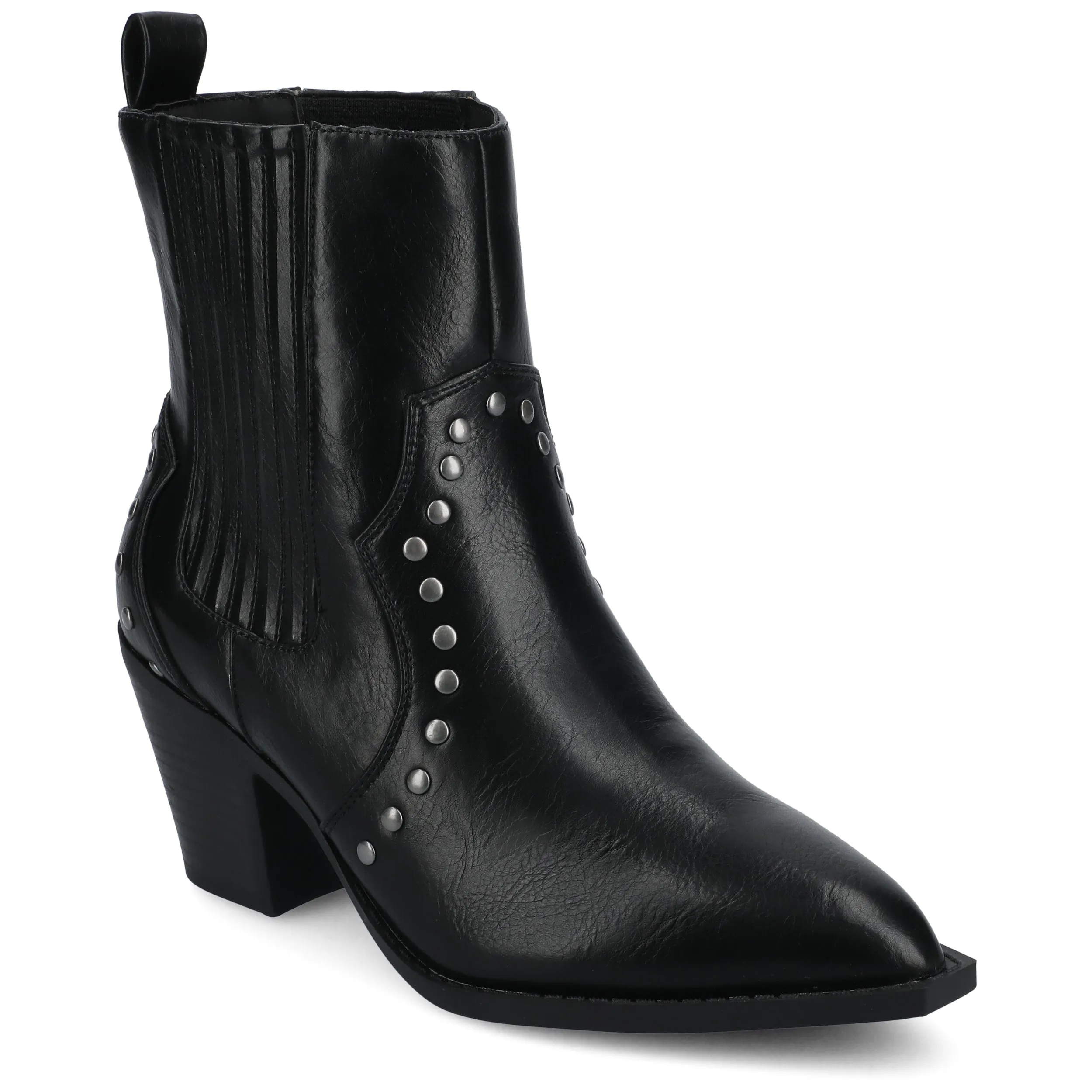 Journee Womens Braylee Studded Western Ankle Booties