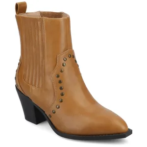 Journee Womens Braylee Studded Western Ankle Booties
