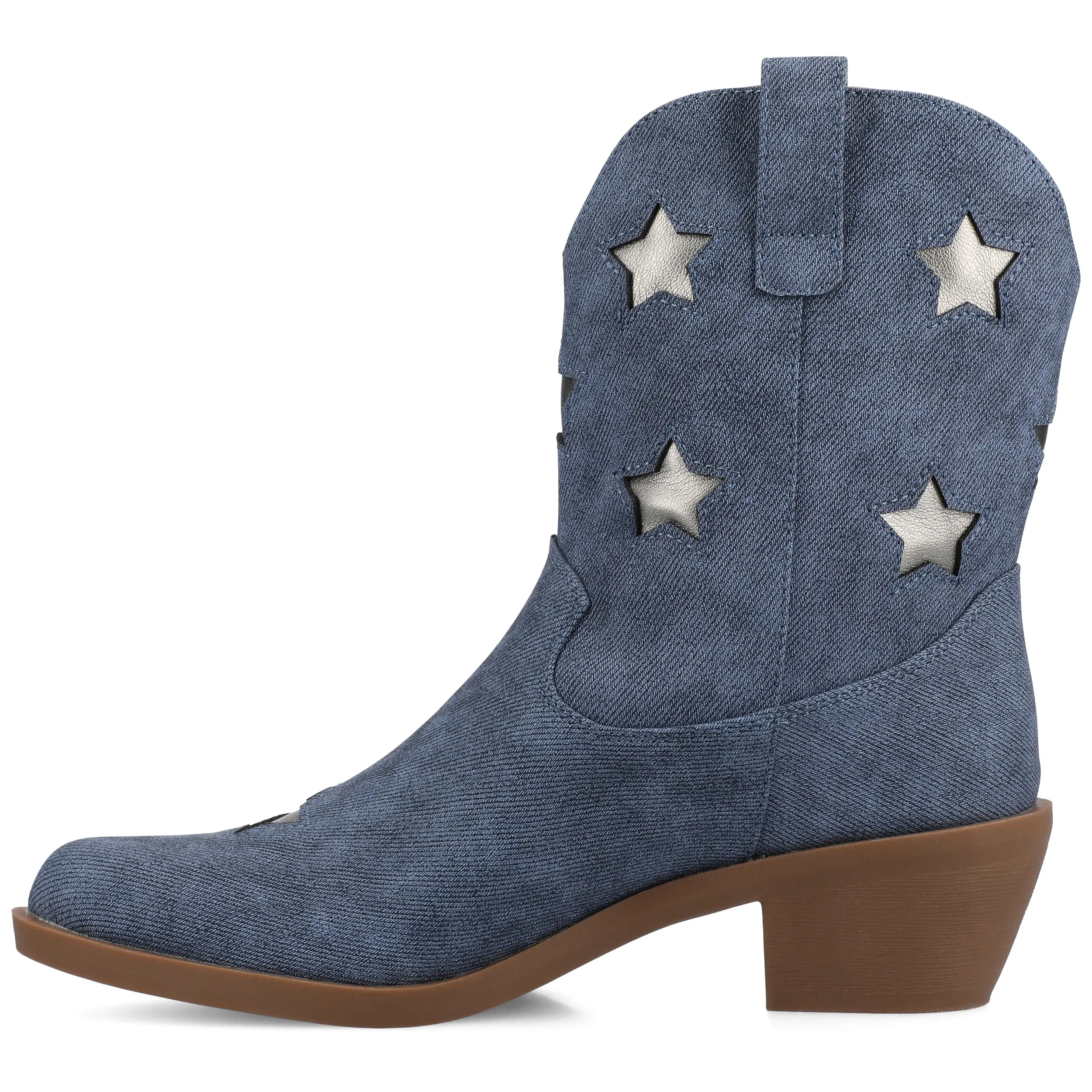Journee Womens Underwood Medium and Wide Width Western Star Detail Ankle Booties