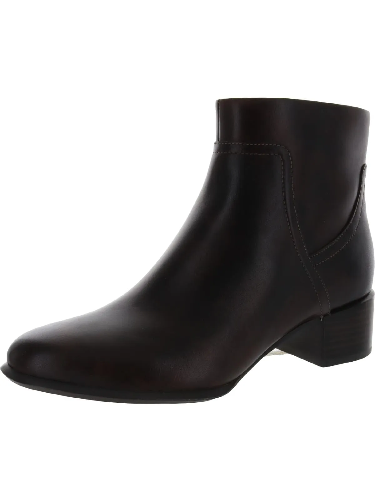 Kamryn Womens Leather Block Heel Ankle Boots