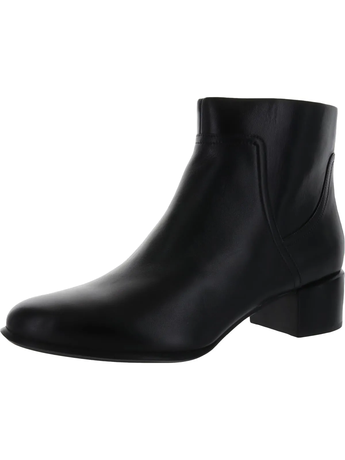 Kamryn Womens Leather Block Heel Ankle Boots