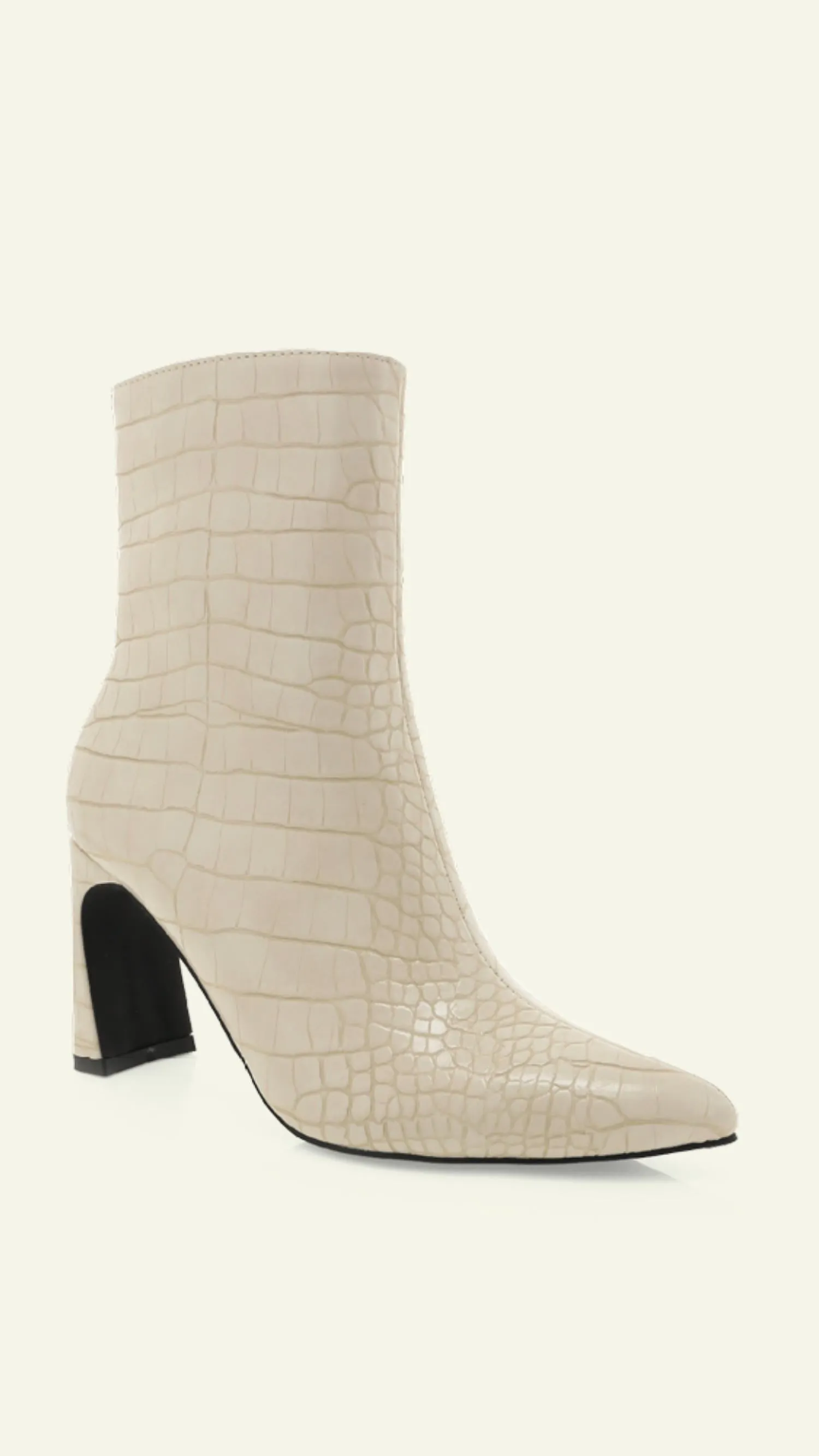 Layori Ankle Boots In Ivory Croc