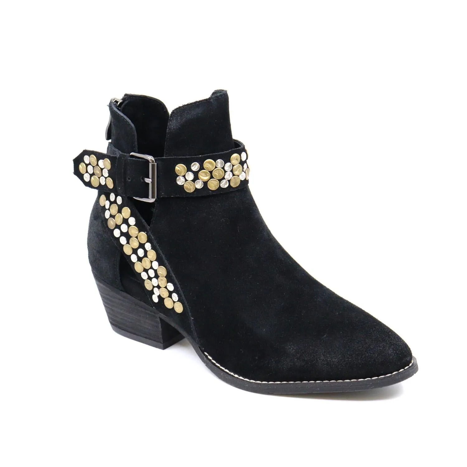 M33 Meli Suede Ankle Booties In Black