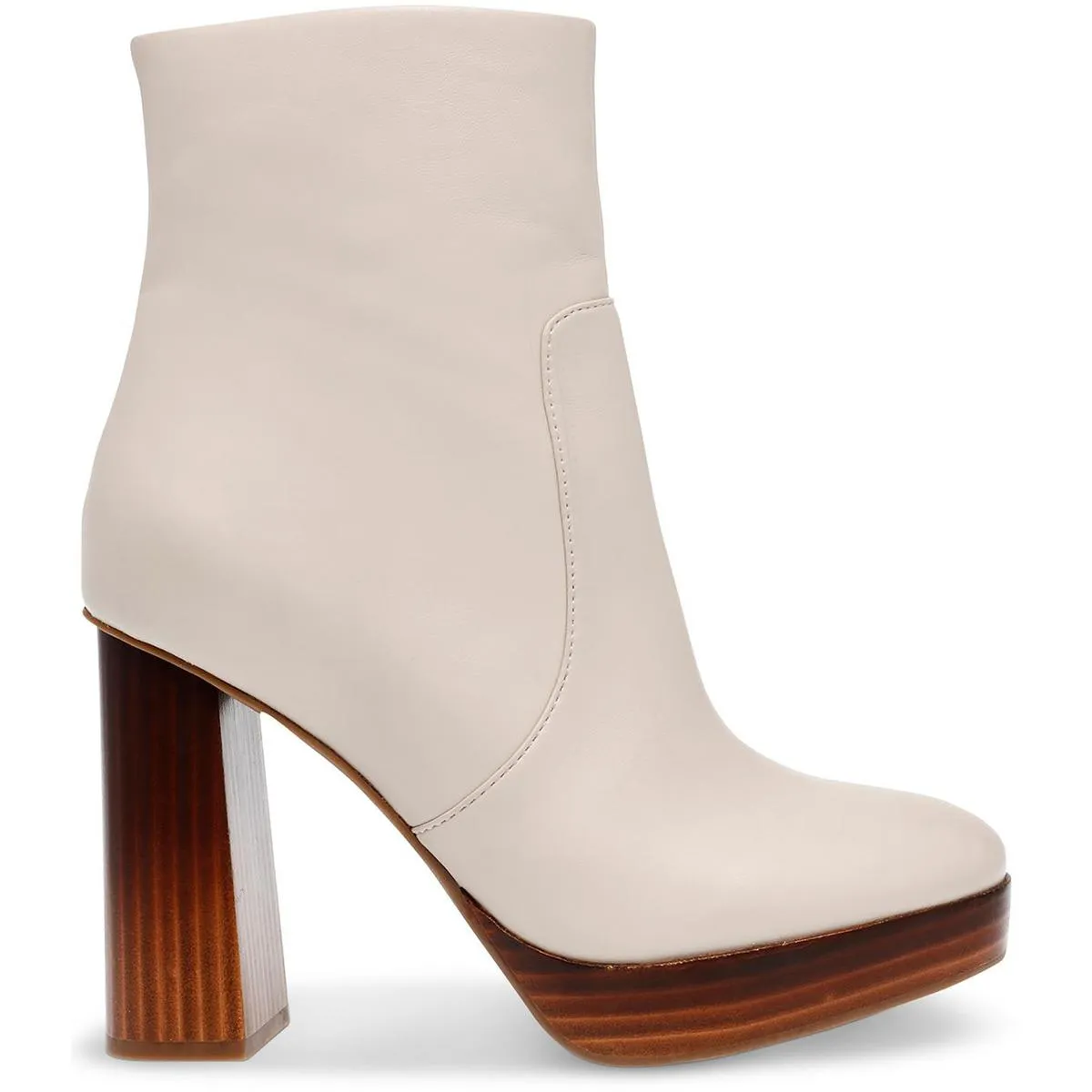 Marigold Womens Faux Leather Stacked Heel Ankle Boots