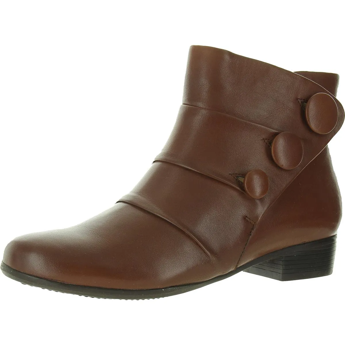 Mila Womens Leather Button Ankle Boots