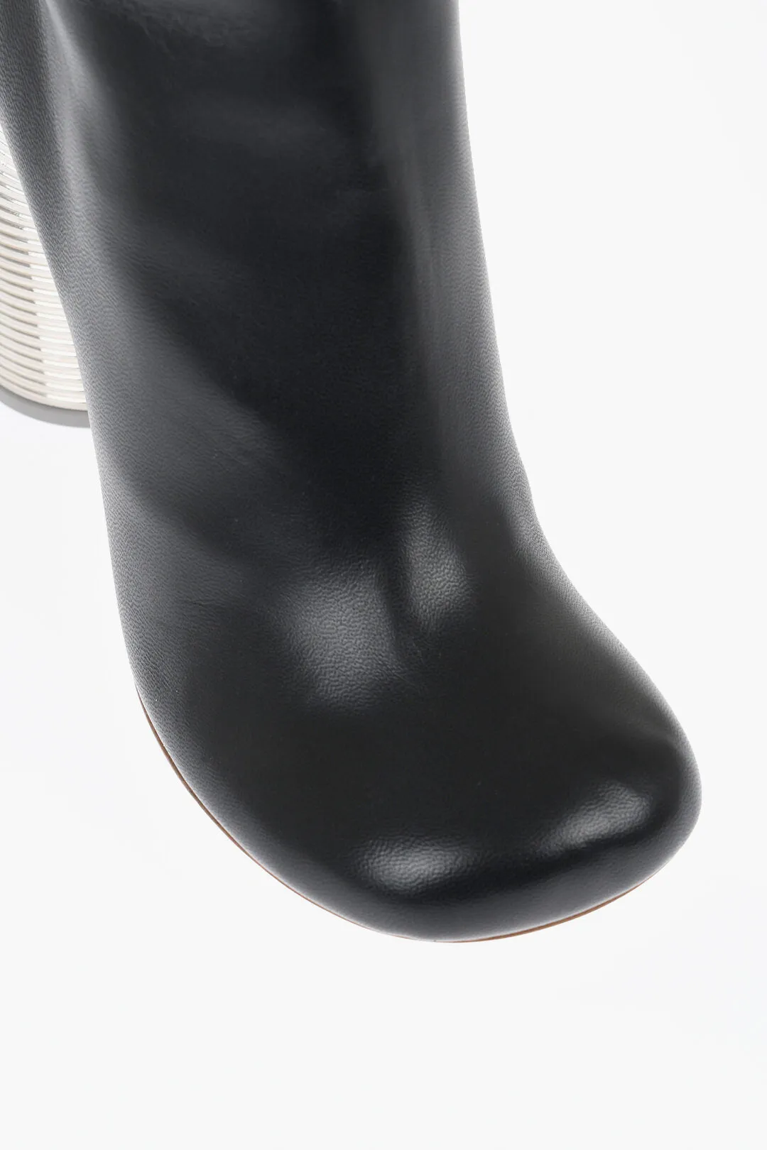 Off-White Leather Spring Booties Statement Heel 11 Cm