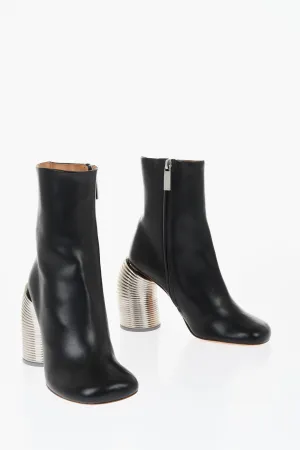 Off-White Leather Spring Booties Statement Heel 11 Cm
