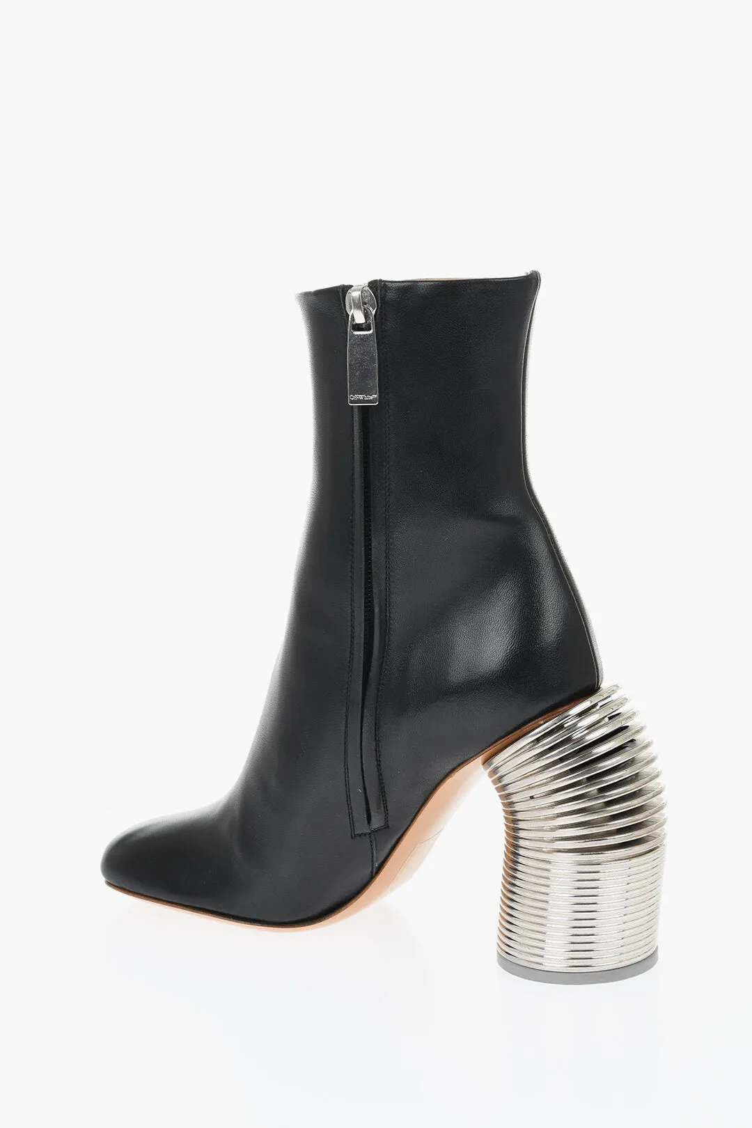 Off-White Leather Spring Booties Statement Heel 11 Cm
