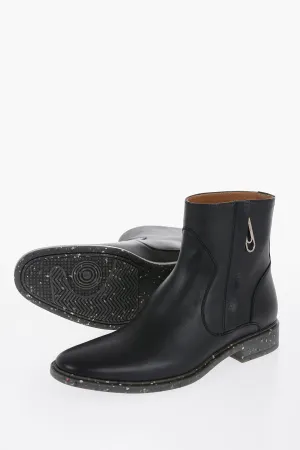 Off-White Stone Effect Sole Eco Leather Booties