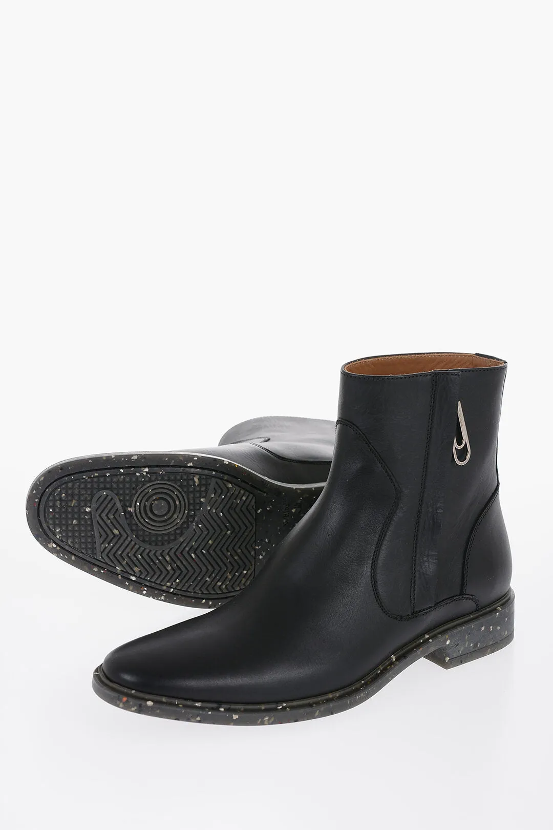 Off-White Stone Effect Sole Eco Leather Booties