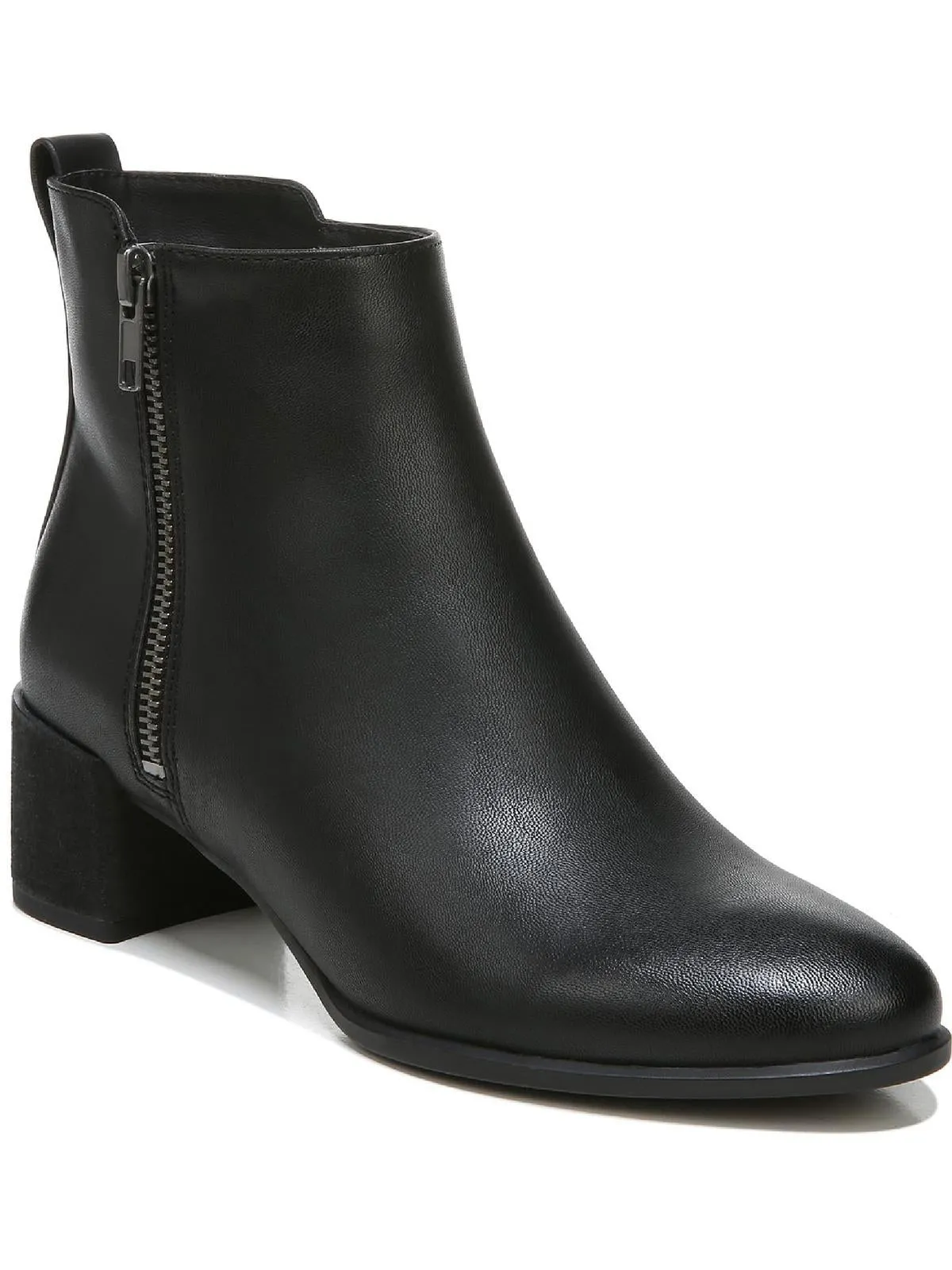Richy Zip Womens Faux Leather Block Heel Ankle Boots