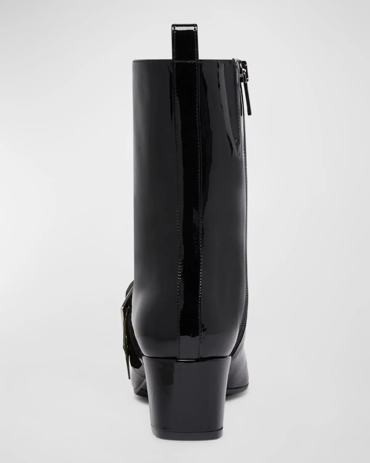 Rock Patent Buckle Ankle Booties