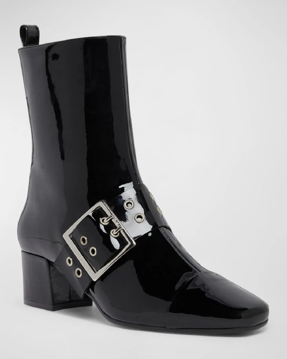 Rock Patent Buckle Ankle Booties