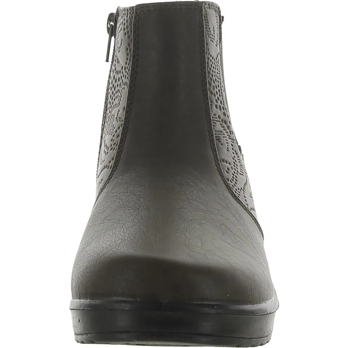 Rosario Womens Faux Leather Embossed Booties