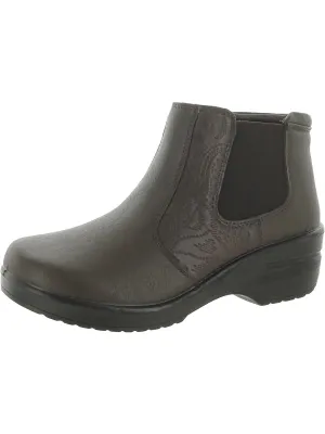 Rosario Womens Faux Leather Embossed Booties