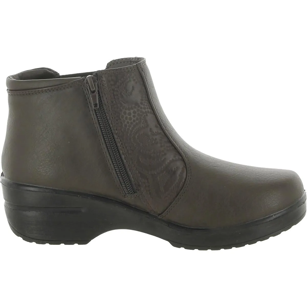 Rosario Womens Faux Leather Embossed Booties