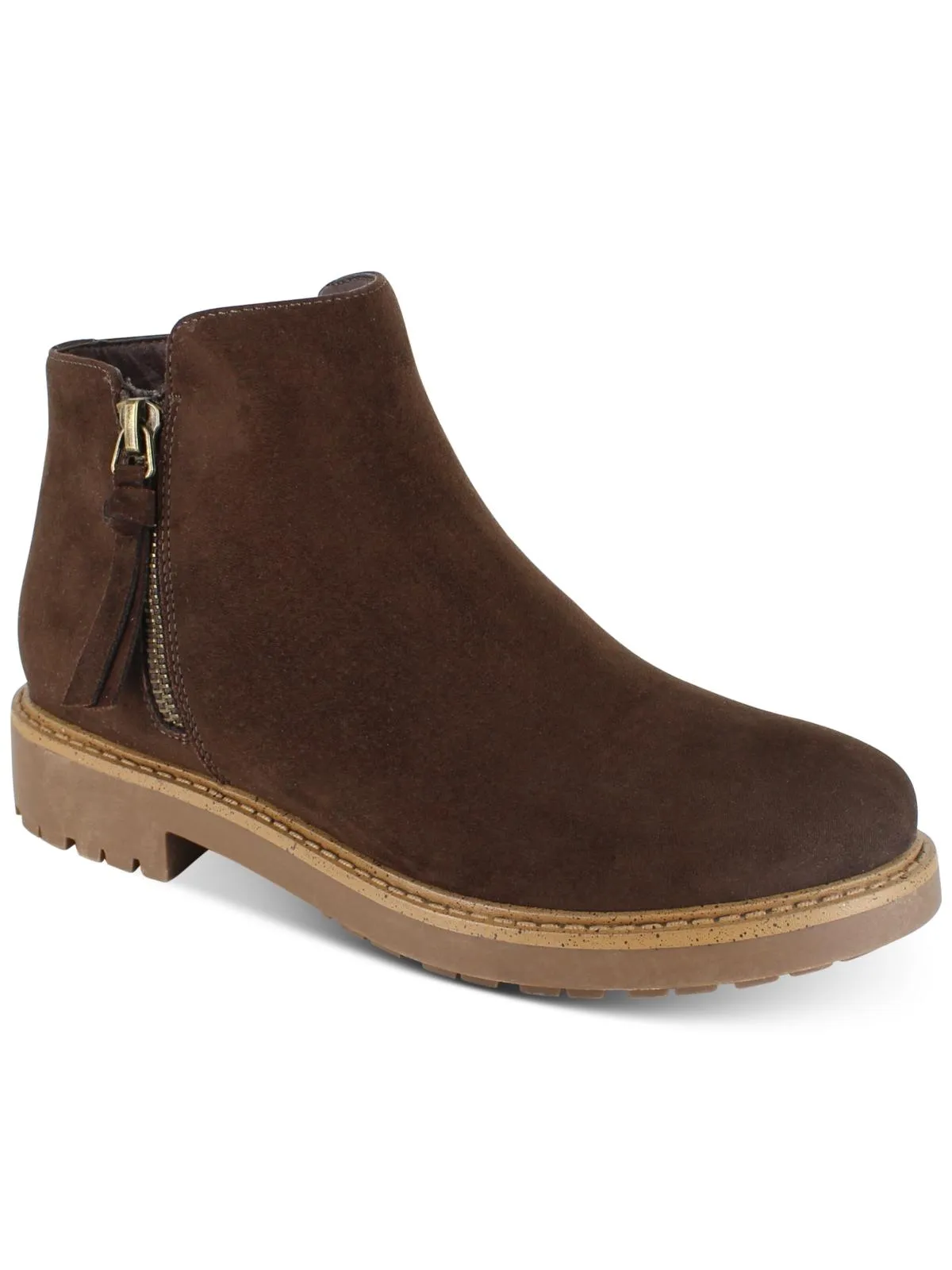 Saige Womens Faux Suede Side Zip Ankle Boots