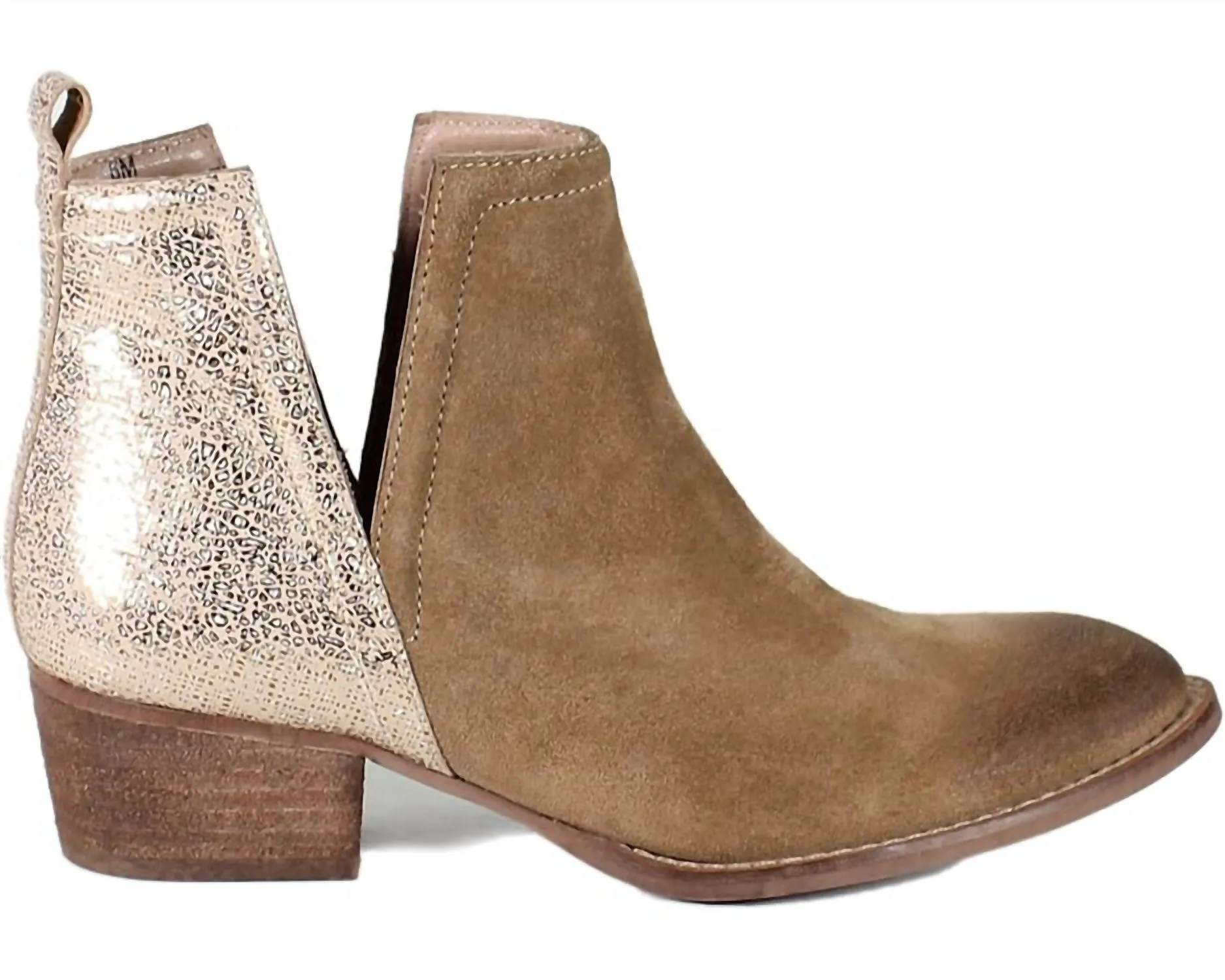 Stop By Metallic Leather Boots In Camel Suede/beige
