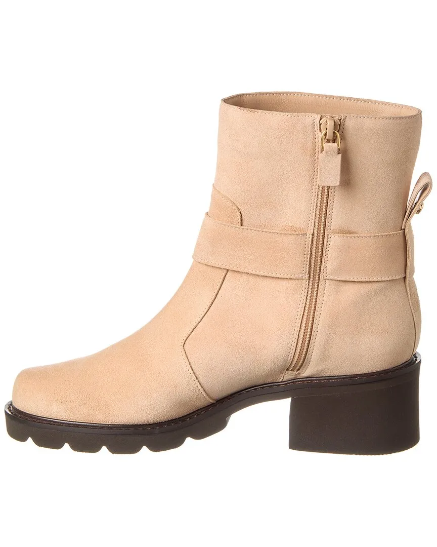 Stuart Weitzman Boulevard Moto Zip Suede Bootie
