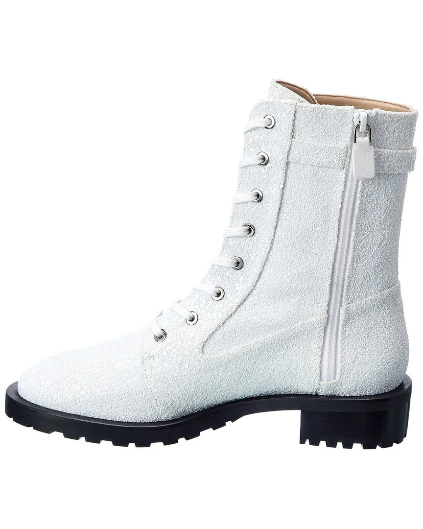 Stuart Weitzman Crystal Buckle Lace-Up Bootie