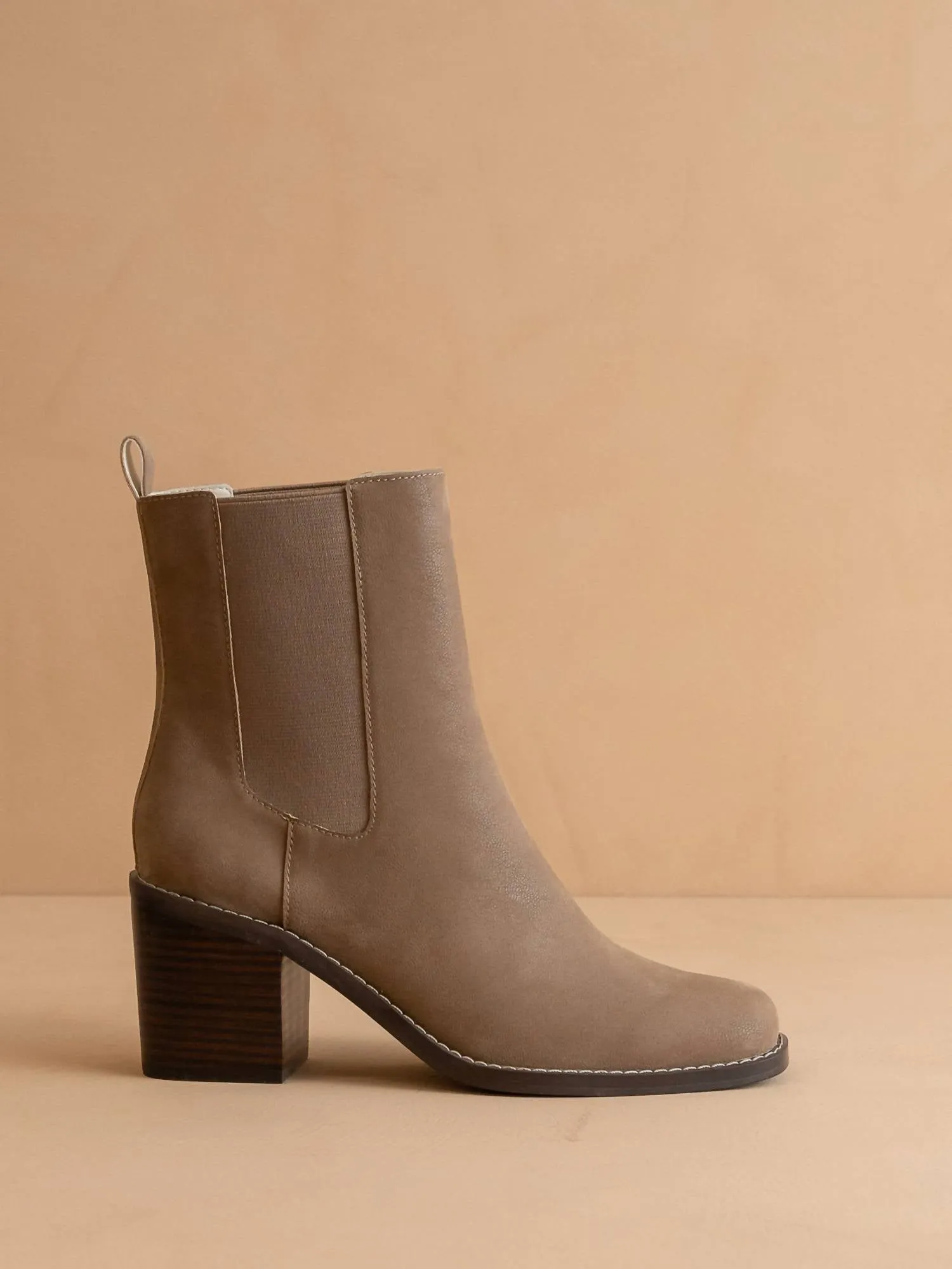 The Dakota - Heeled Chelsea Bootie In Dark Taupe