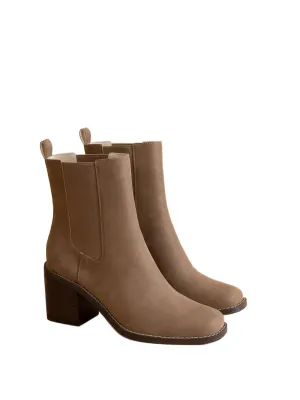 The Dakota - Heeled Chelsea Bootie In Dark Taupe