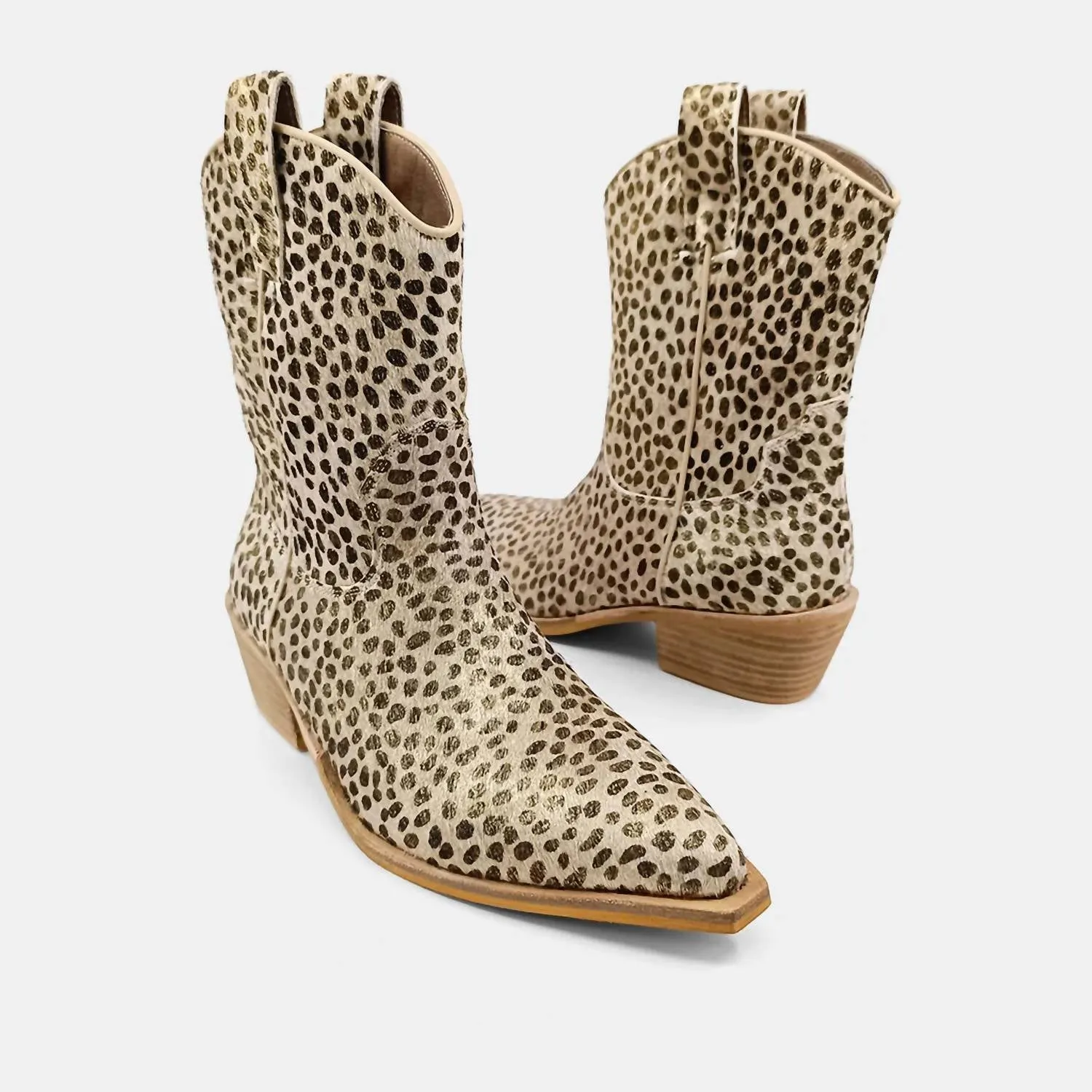 Toni Cheetah Boots In Gold