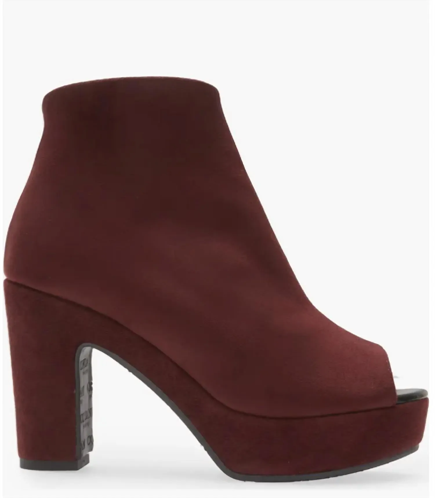 Tyra Peep Toe Platform Bootie In Bordo Stretch Suede