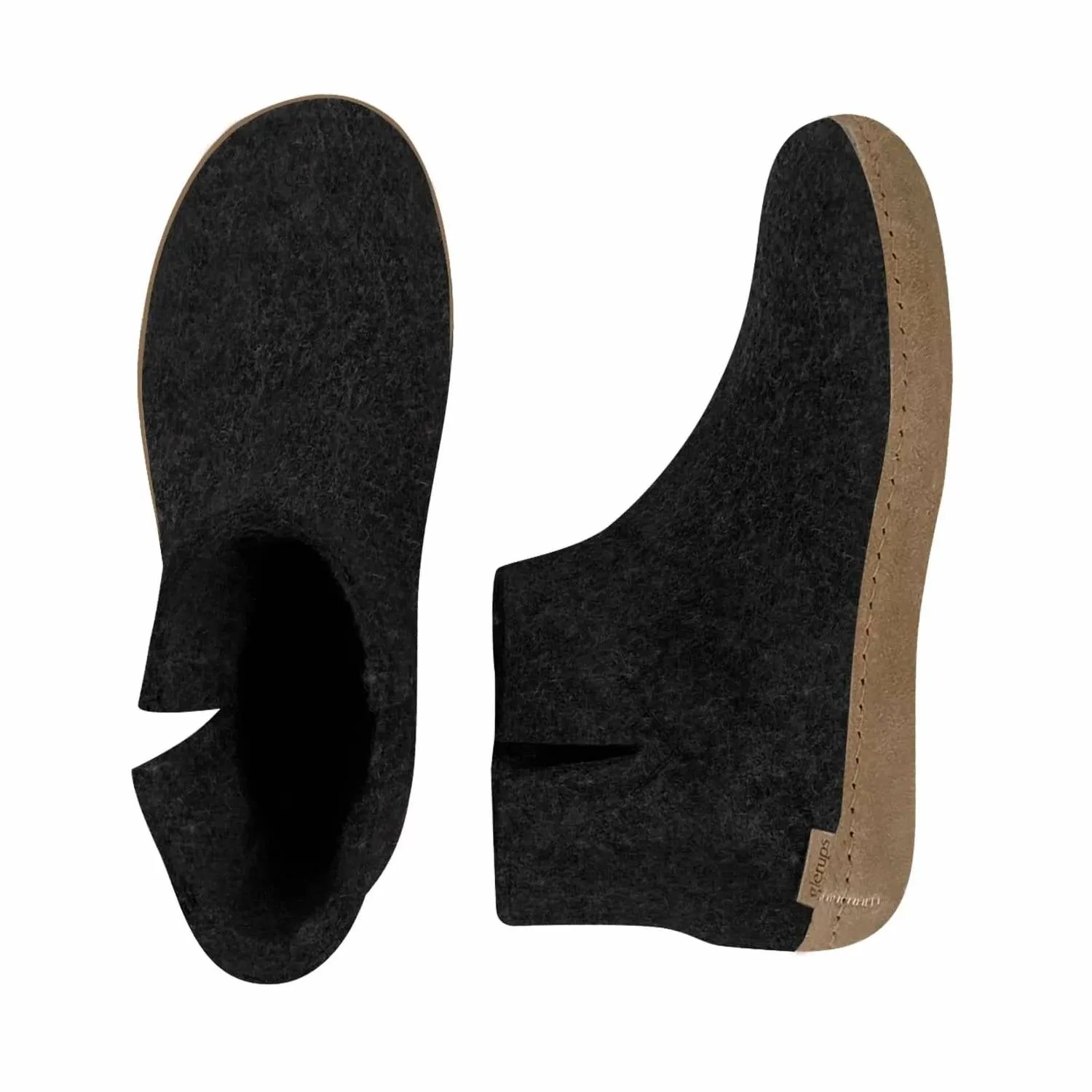 Unisex Felt Boots With Leather Sole In Charcoal