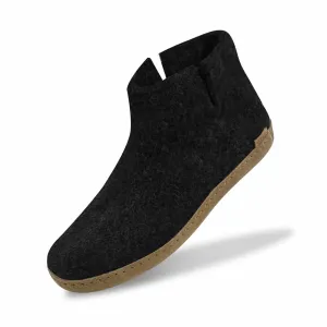 Unisex Felt Boots With Leather Sole In Charcoal