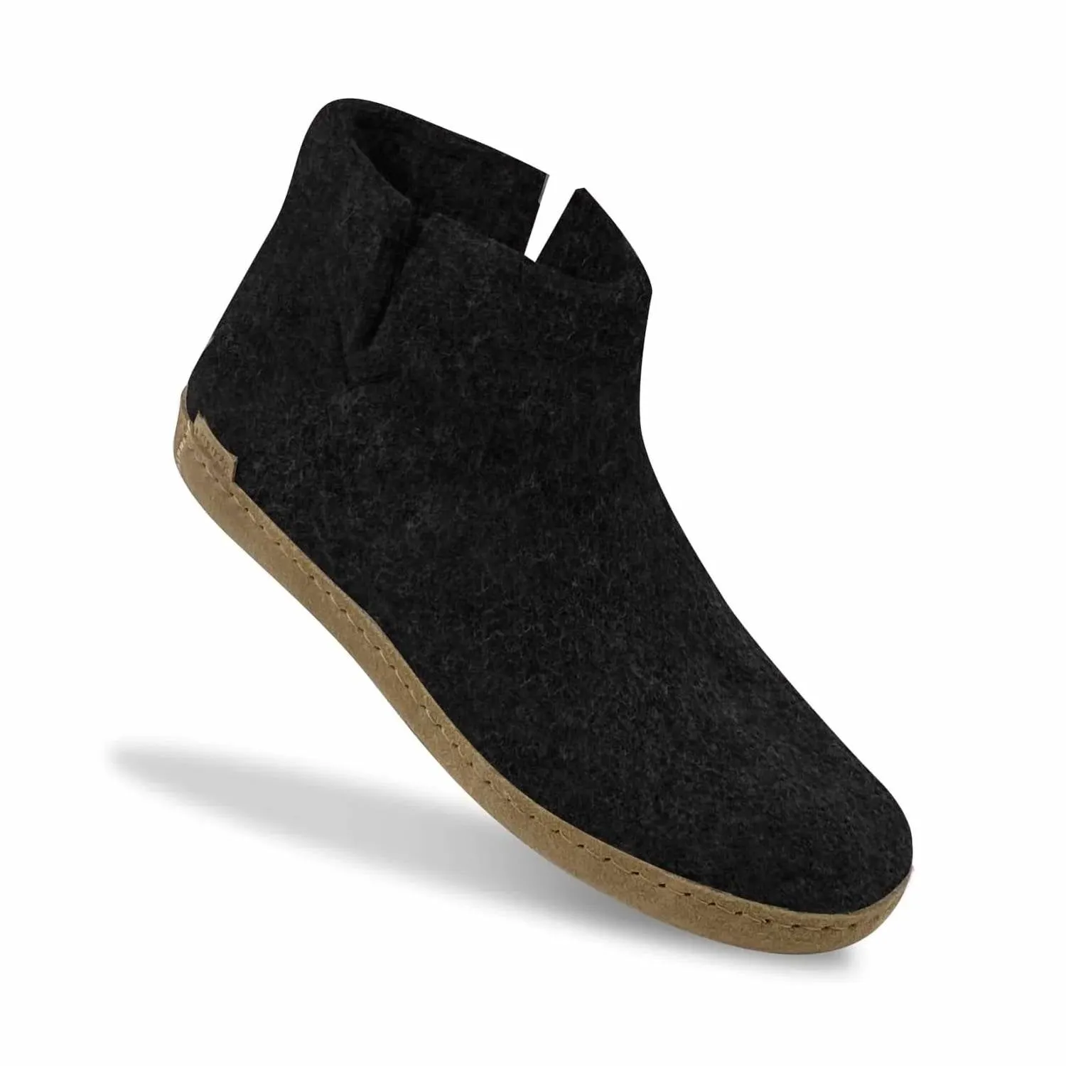 Unisex Felt Boots With Leather Sole In Charcoal