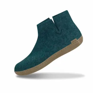 Unisex Felt Boots With Leather Sole In Petrol