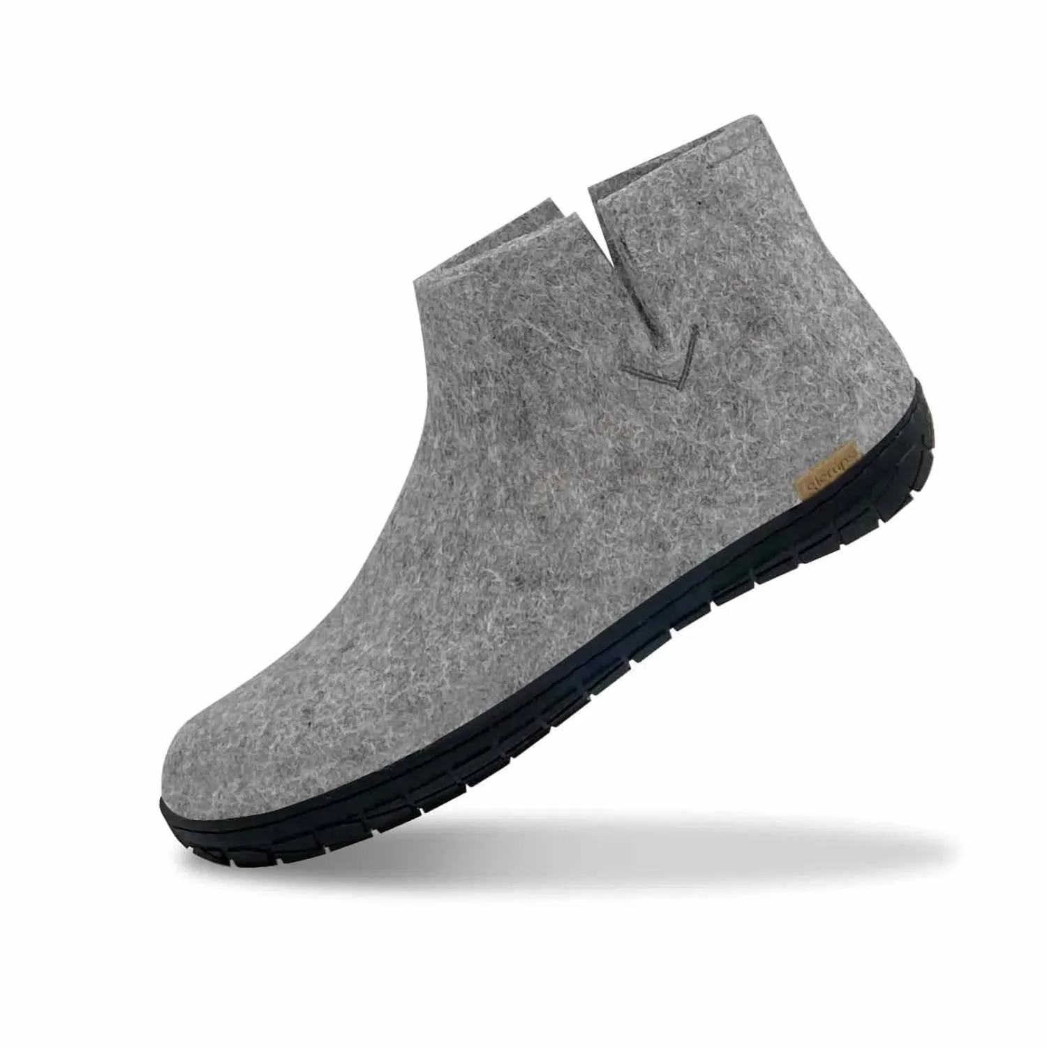 Unisex Felt Low Boots With Black Rubber Sole In Grey