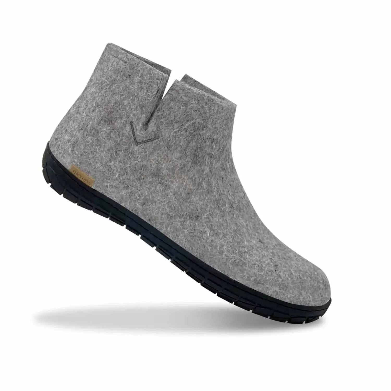 Unisex Felt Low Boots With Black Rubber Sole In Grey