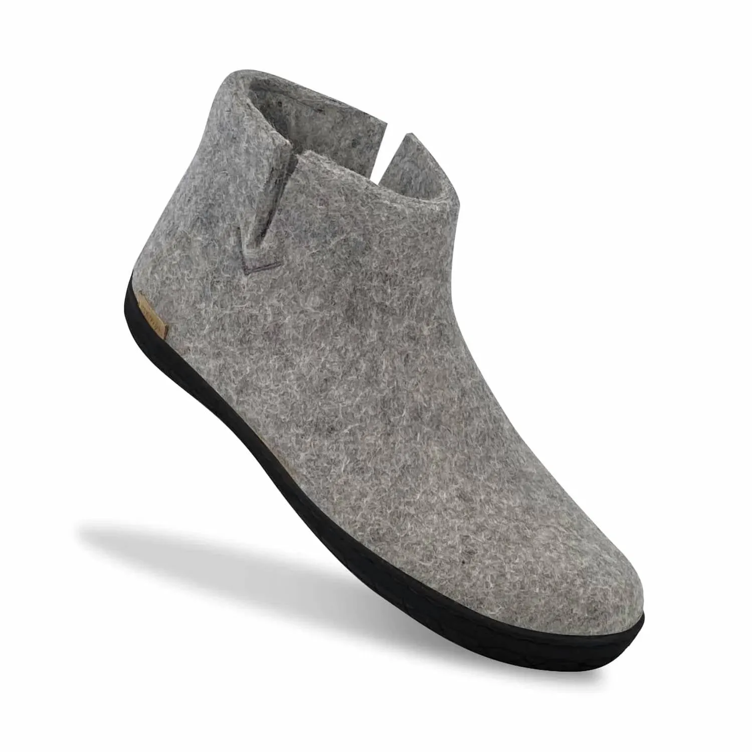 Unisex Felt Low Boots With Black Rubber Sole In Grey