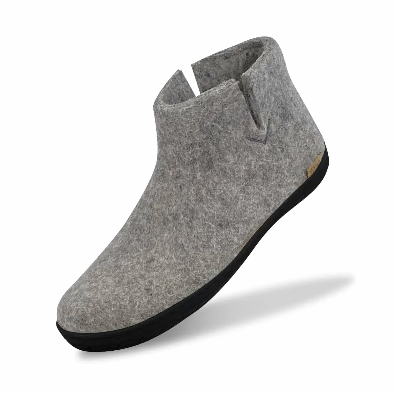 Unisex Felt Low Boots With Black Rubber Sole In Grey
