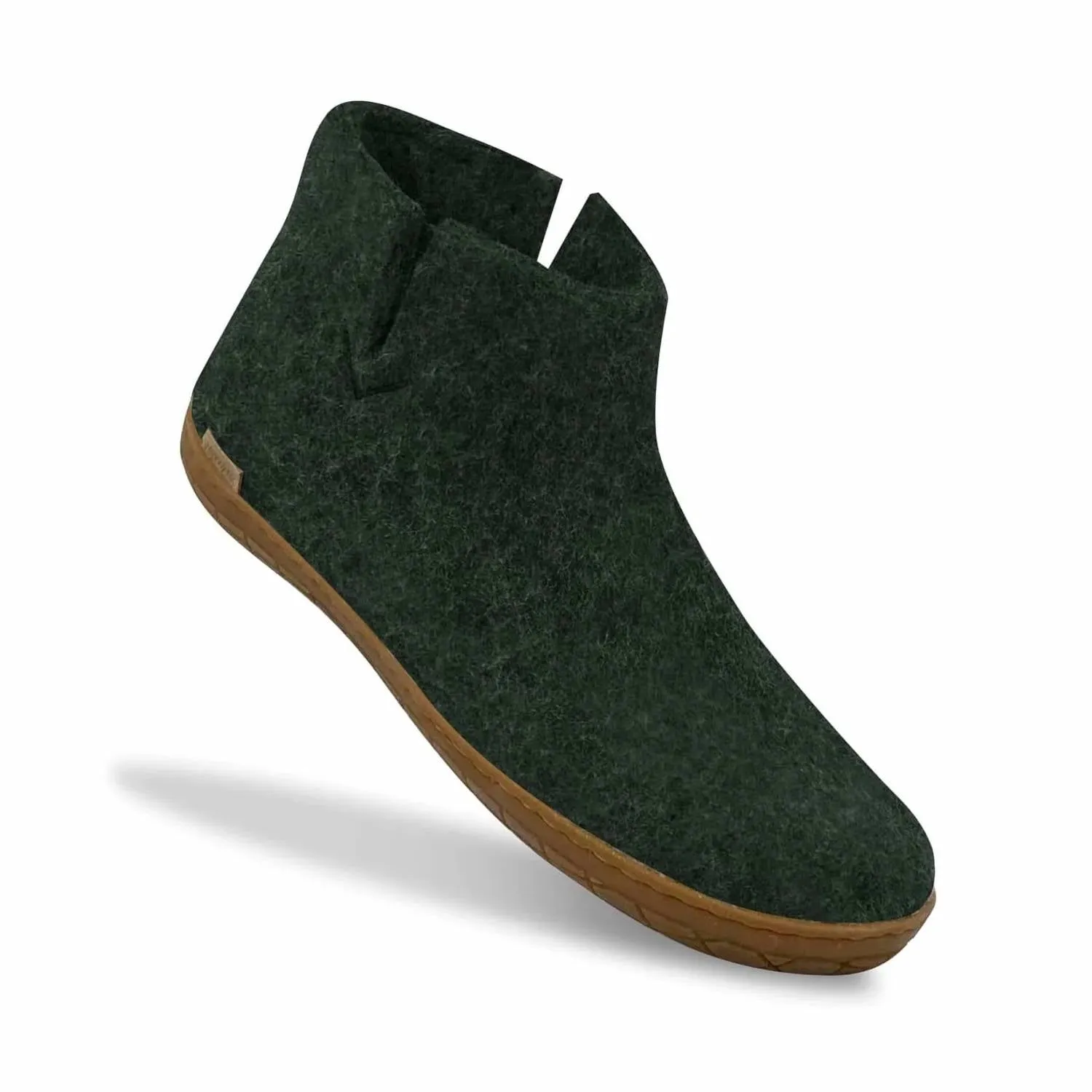 Unisex Felt Low Boots With Honey Rubber Sole In Forest