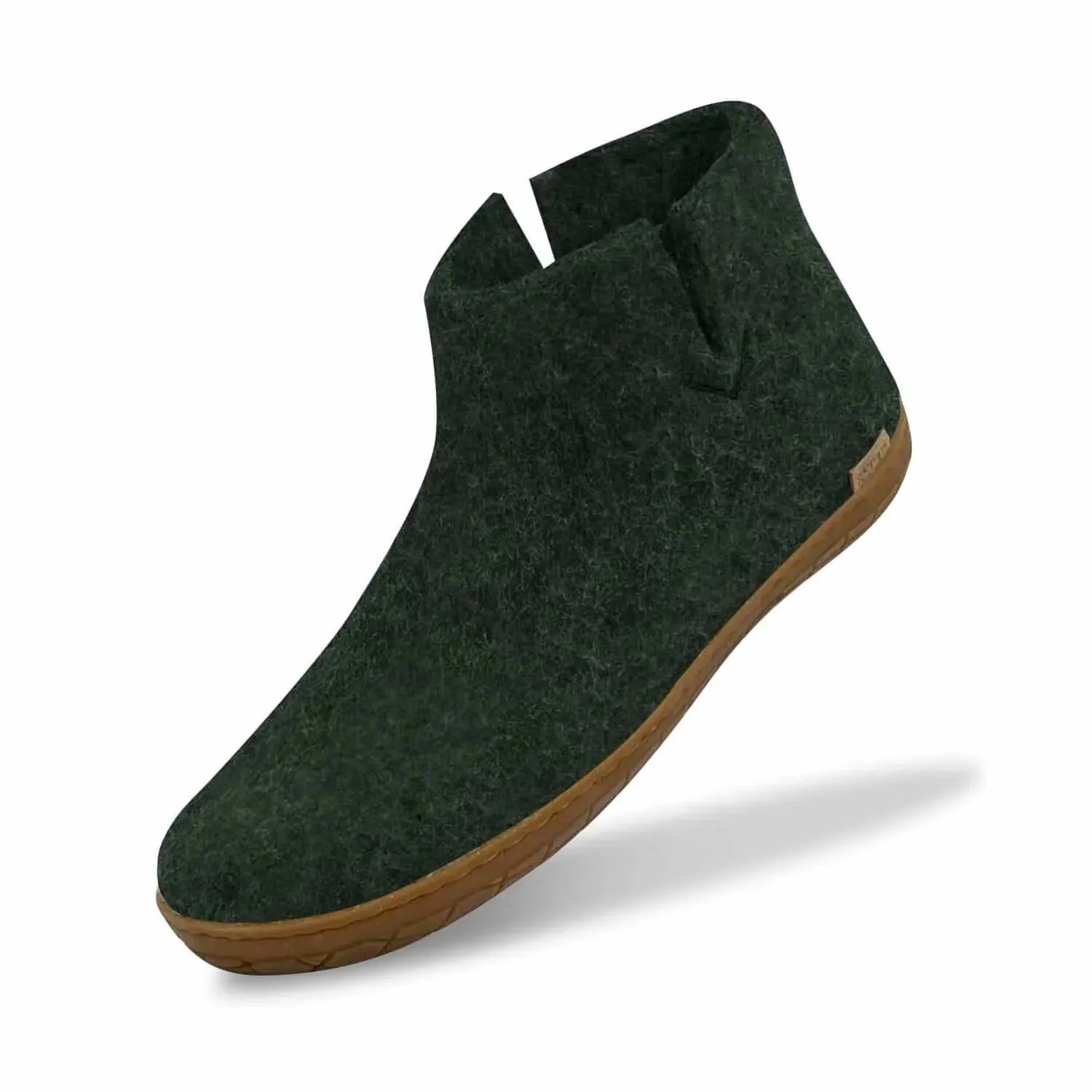 Unisex Felt Low Boots With Honey Rubber Sole In Forest