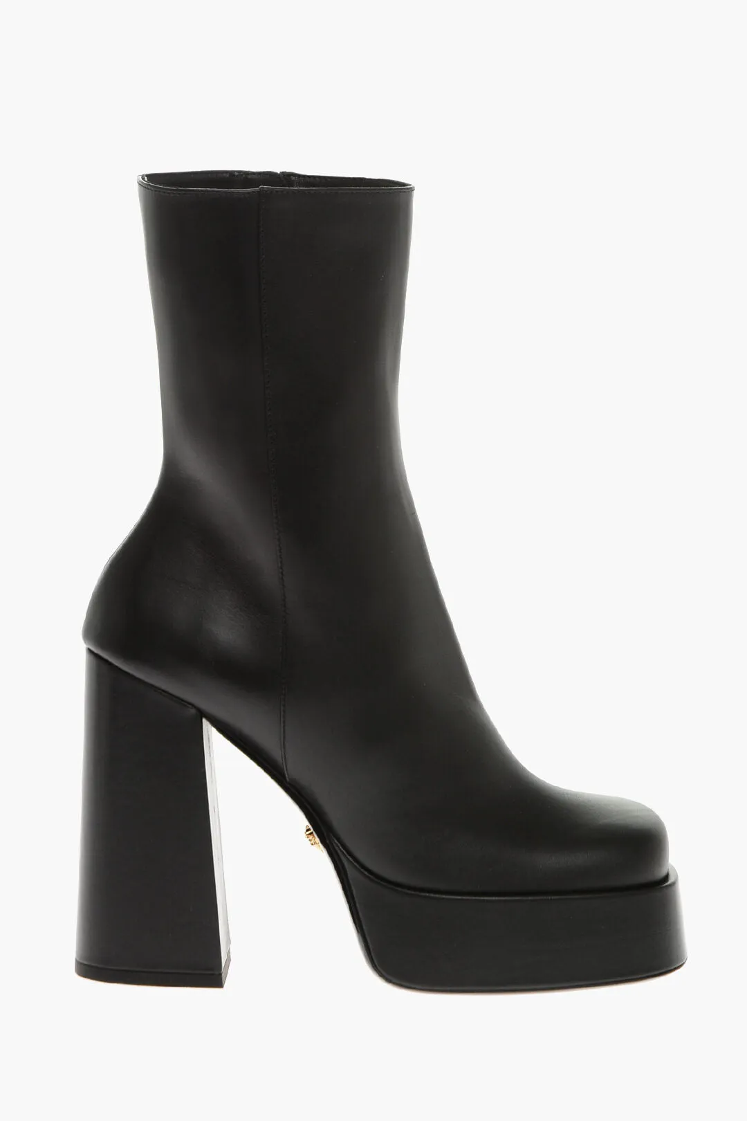 Versace Leather Platform Booties With Inner Zip 13Cm