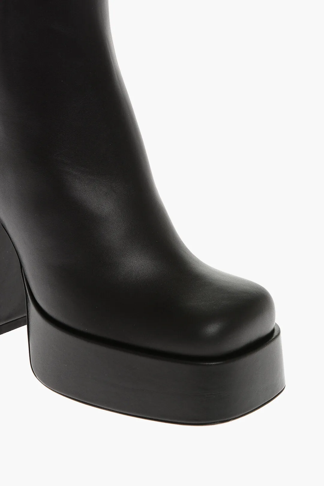 Versace Leather Platform Booties With Inner Zip 13Cm
