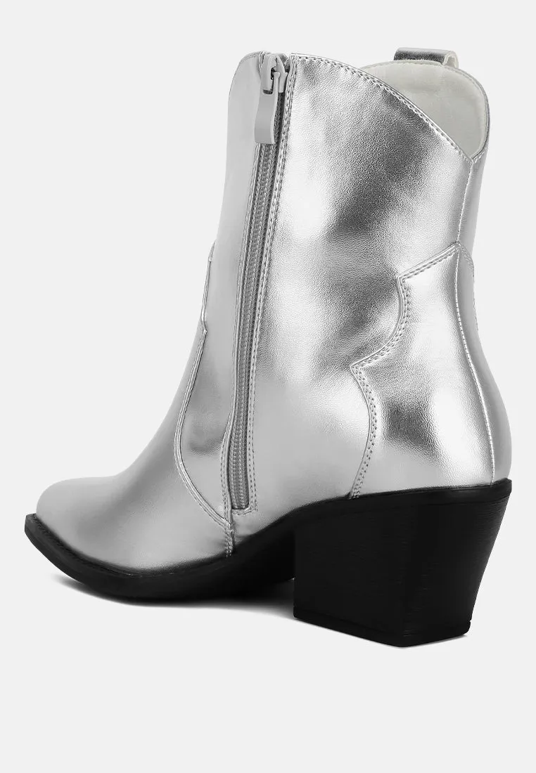 wales metallic faux leather bootie