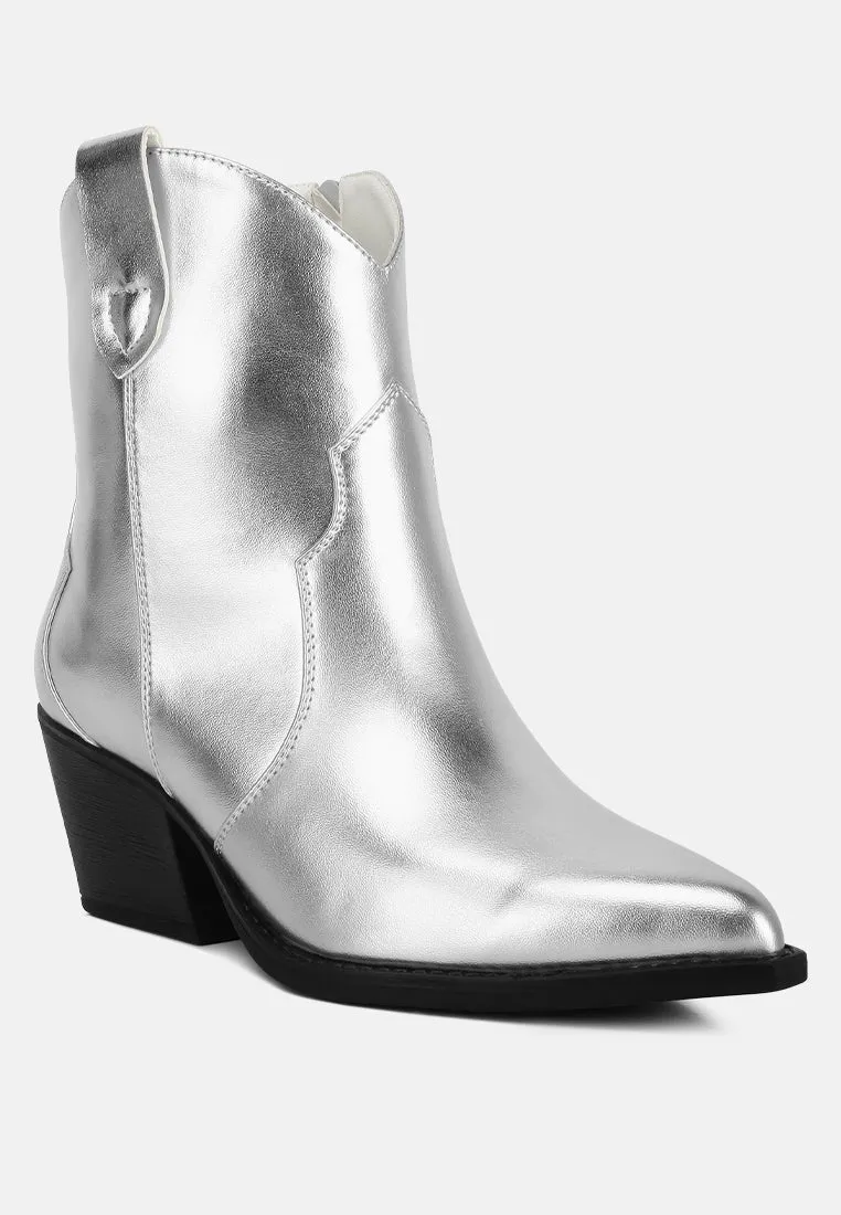 wales metallic faux leather bootie