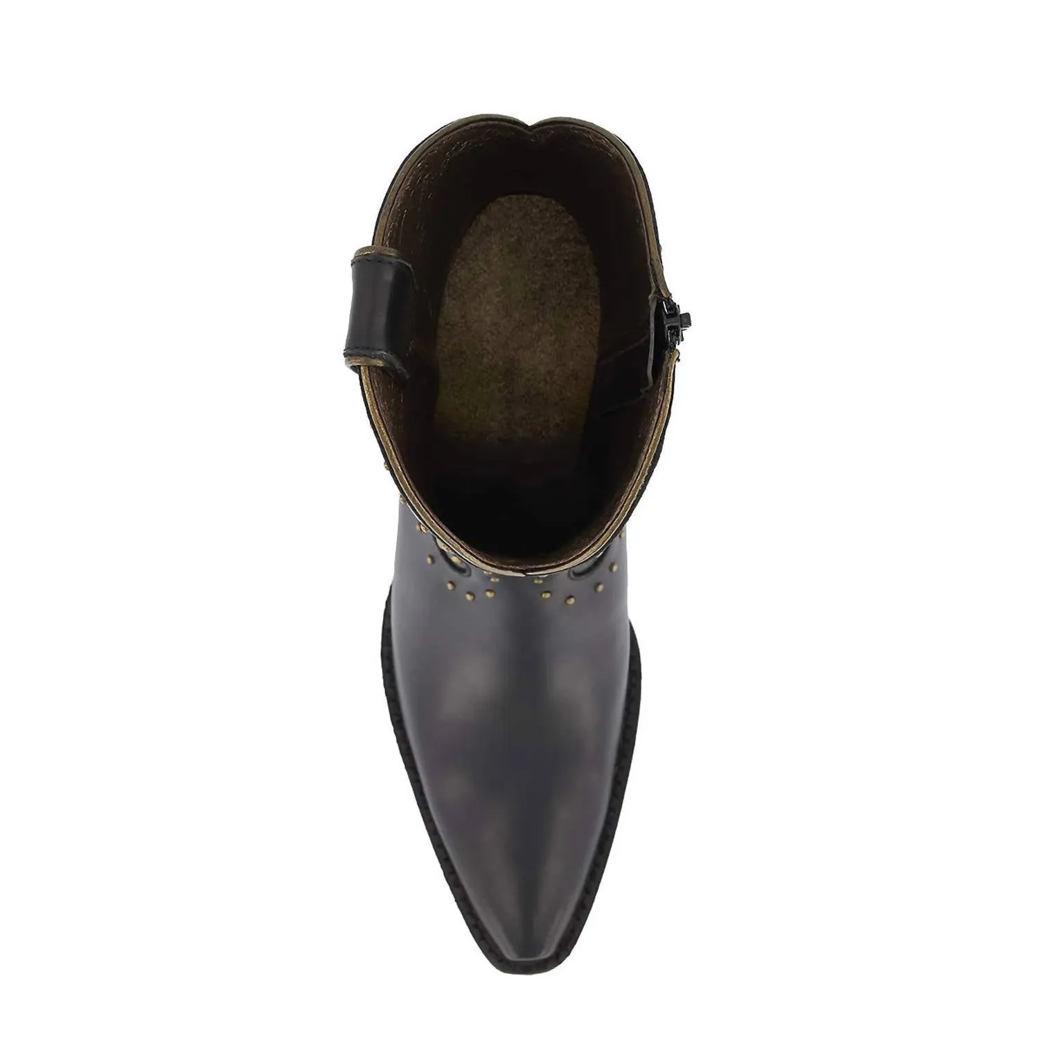 Women Premium Leather Western Short Boots In Black