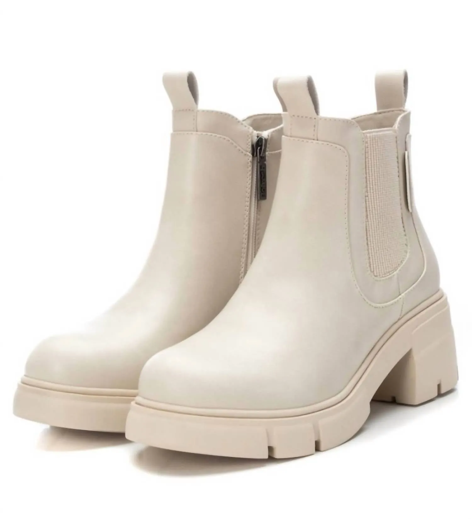 Women's Ankle Leather Booties In Ice