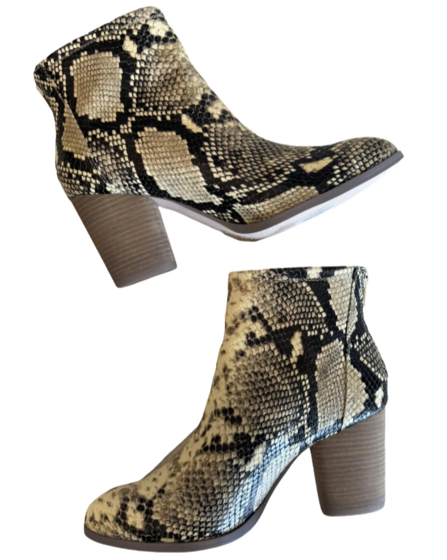 Women's Avery Heeled Bootie In Neutral Embossed Snakeprint